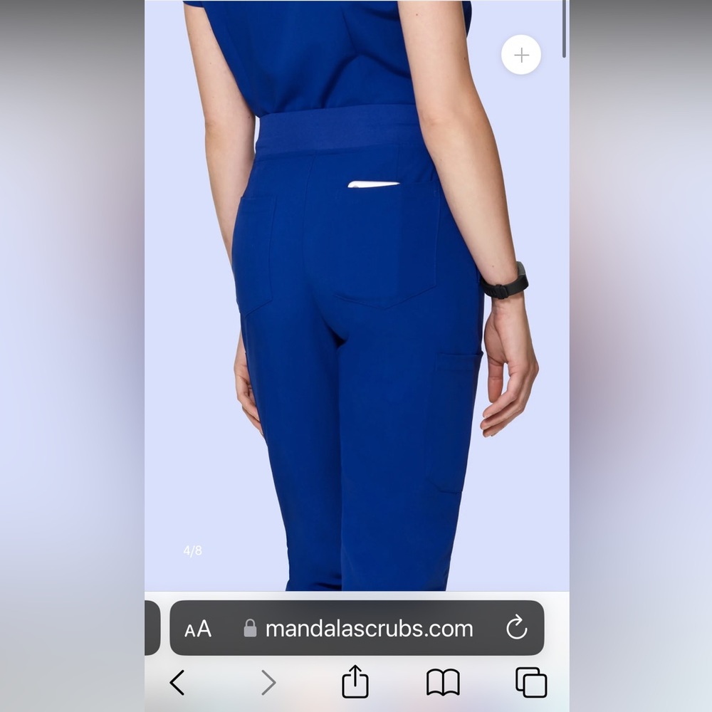 Mandala galaxy blue jogger scrub pants - large petite